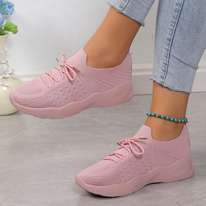 Women's Knitted Breathable Sneakers Lightweight Non Slip Sports Tennis Shoes for Women Autumn Casual Flats