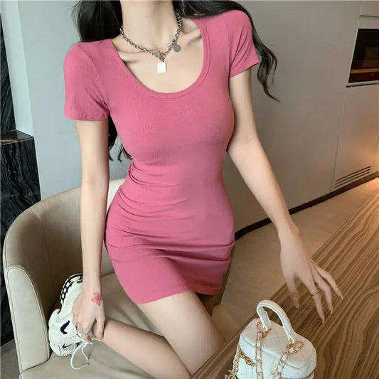 binfenxie Summer Y2k Korean Fashion Dress Woman Mini Black Pink Corset Sexy Cute Casual Dresses Women Night Club Clothes Vintage Robe