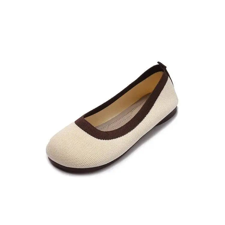 Women's Shoes Off White Round Toe Flat Female Footwear Slip On Vulcanized For Cheap Luxury Designer Korean Style And Low Price