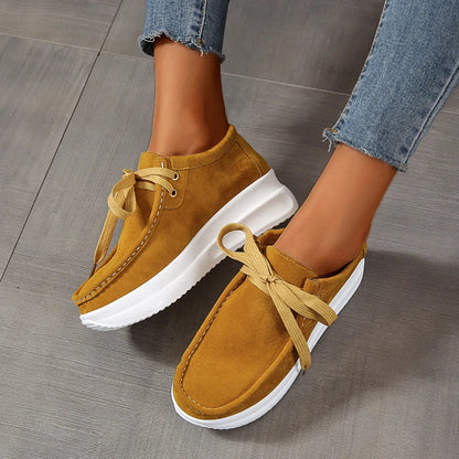 Chunky Sneakers Women New Solid Color Thick Bottom Lace Up Walking Women's Shoes Female Breathable Non Slip Platform Shoes