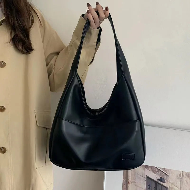 binfenxie Large Capacity Tote Bag Women's New Trendy Shoulder Bag Simple and Versatile Commuter Bag Fashion Trendy Student Classroom Bag