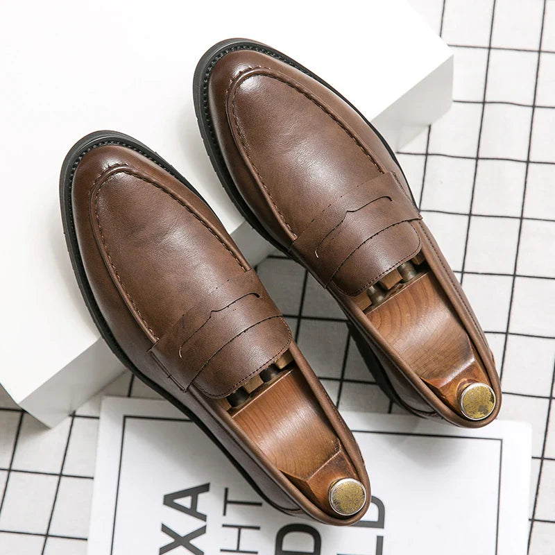 Spring Autumn Hot Selling Men's Loafers Brown Elegant Business Casual Shoes Anti Slip Formal Leather Shoes for Men's