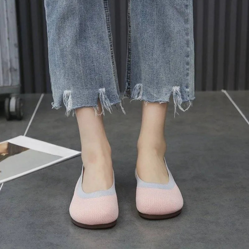 Women's Shoes Off White Round Toe Flat Female Footwear Slip On Vulcanized For Cheap Luxury Designer Korean Style And Low Price