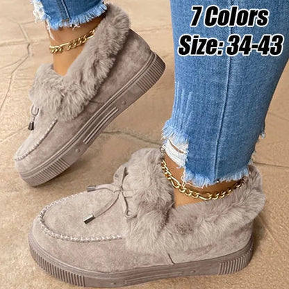 Women Winter Boots Warm Plush Velvet Ankle Snow Boots Lace Up Soft Winter Sneakers Comfortable Cotton Shoes for Women