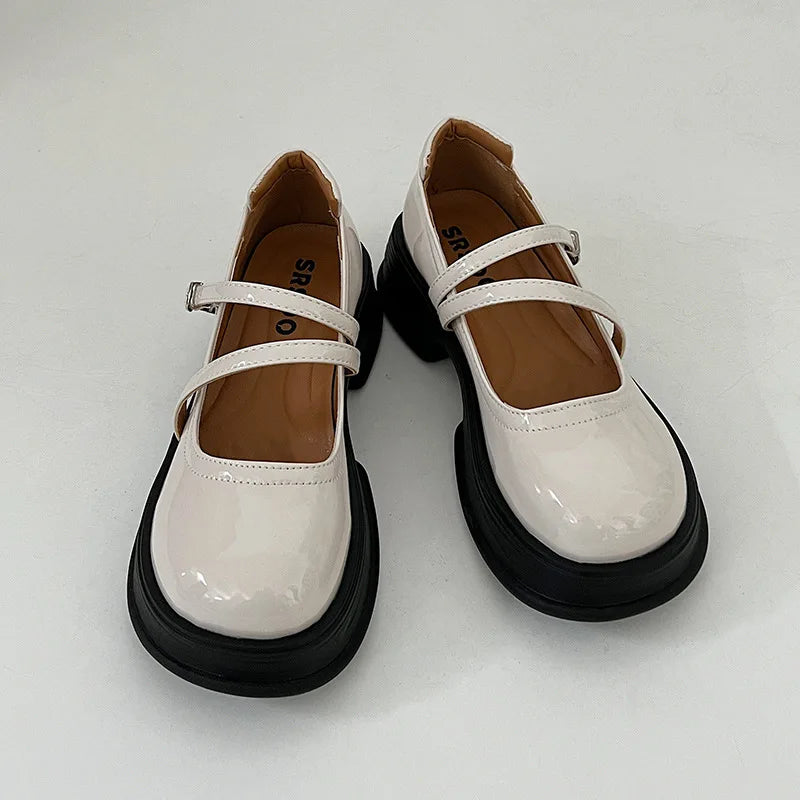 Women's Shoes Platform Autumn British Style Oxfords Female Footwear Round Toe Casual Sneaker Loafers With Fur Clogs Cross Heart