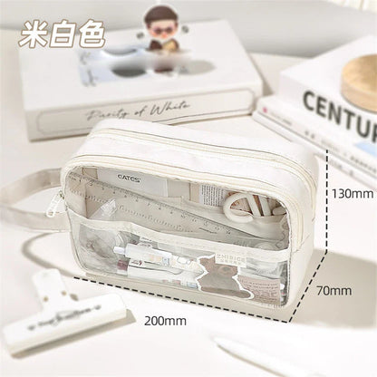 binfenxie Pencil Case Transparent Pencil Box Kawaii Stationery Pen Bag Estuche Piornik Astuccio Scuola Portable School Supplies Korean