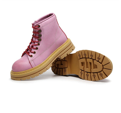 Style Women Martins Boots Purple Pink Girls Outdoor Fashion Martin Shoes High Ankle Trendy Girls Motorcycles Boots