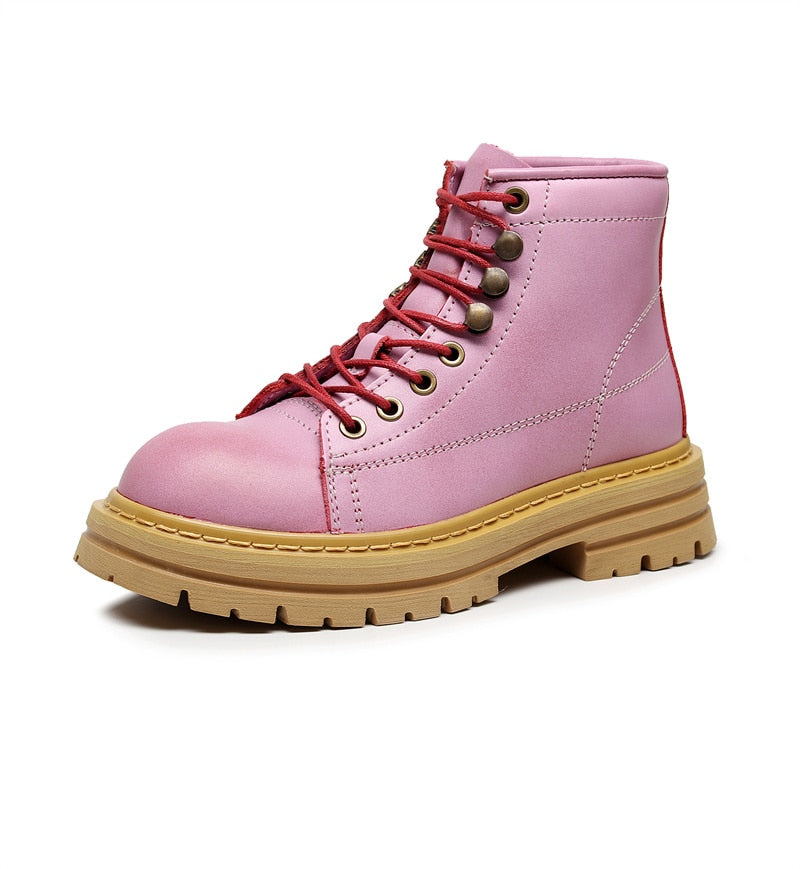 Style Women Martins Boots Purple Pink Girls Outdoor Fashion Martin Shoes High Ankle Trendy Girls Motorcycles Boots