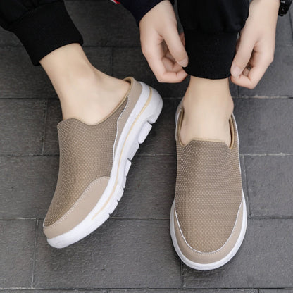 Men Casual Mules Mesh Breathable Flat Slippers Summer Couple Shoes Large Size Loafers Fashion Shoes Men Street Slippers