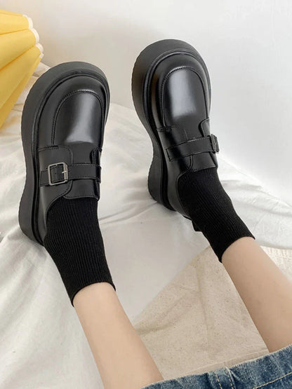 Futurecen Mary Jane Japanese Style Shoes Woman Non Slip Vintage Black Shoes Casual Flat Fashion Pumps Girl Round Toe Slim Autumn