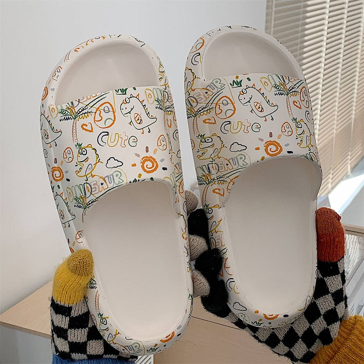 Summer Home Cow Pattern Women Slippers Black White Thick Sole EVA Girls Platform Shoes Outdoor Cartoon Ladies Beach Slides