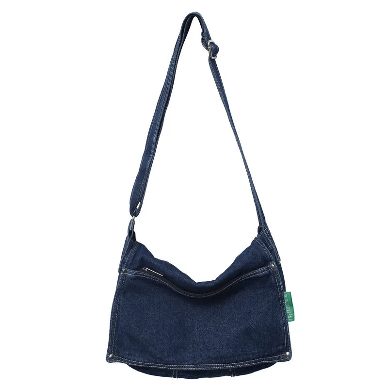 binfenxie Denim Women's Bag New Eco Reusable Ladies Handbags Canvas Shopping Travel Shoulder Bags Unisex Jeans Bag Shoppers