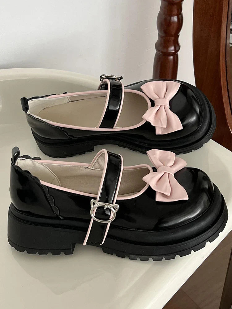 Futurecen Japanese Style Lolita Mary Janes Shoes Women Vintage Sweet Buckle Strap Pumps Shoes Female Casual Bow Korean Designer Shoes