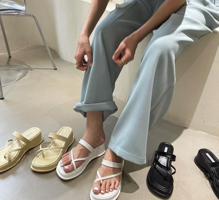 Summer Platform Women Slippers Clip Toe Slip On Shoes Ladies Casaul Wedges Female Outdoor Party Slides White sandalias mujer