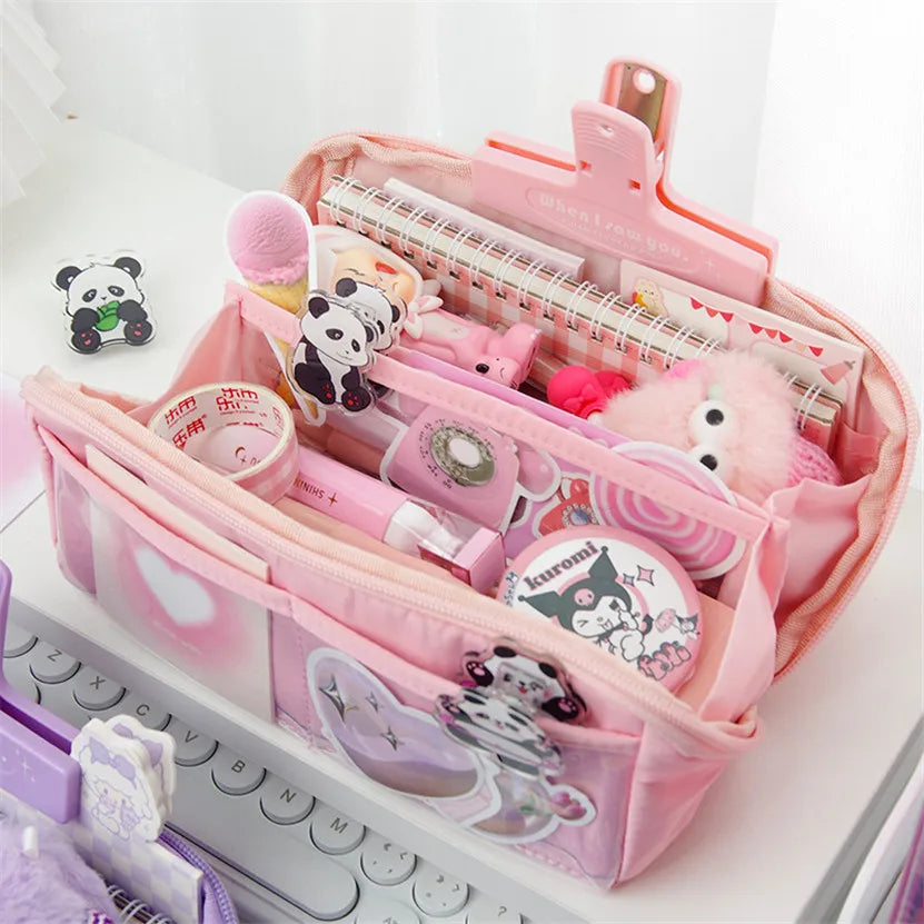 binfenxie Pencil Case Big Transparent Pen Box Cases Cute Bags Lapicera Estuche Escolar Kalemlik Korean Kawaii Organizer Stationery School