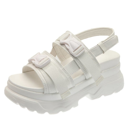 White Chunky Platform Sandals Women Summer Thick Bottom Non Slip Beach Shoes Woman Fashion Buckle Sports Sandals Plus Size