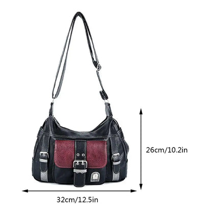 binfenxie Y2K Vintage Crossbody Bag Women's Tote High Quality PU Leather Shoulder Bag Hip Hop Messenger Bag Female Large Handbag Commuter