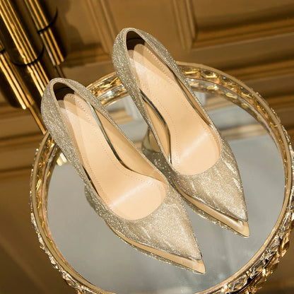 Luxury Gold Silver Women Pumps Shoes Spring Pointed Toe High Heels Party Wedding Shoes Woman Stiletto Heels Designer Shoes