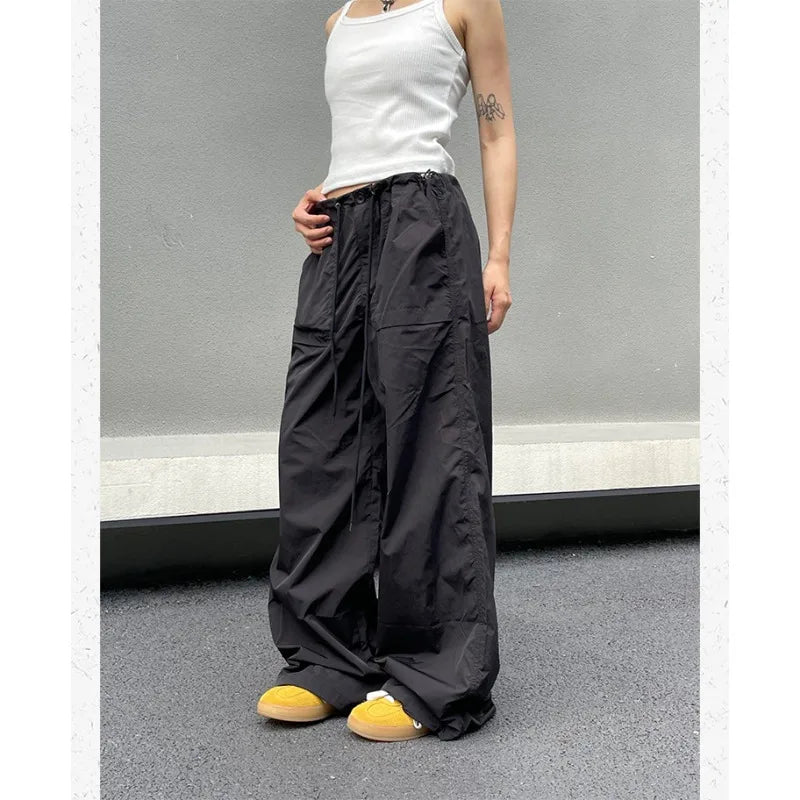 binfenxie Vintage Harajuku Oversized Pants Women America Retro Baggy Casual New Cargo Trousers Man Y2k Summer Streetwear Loose