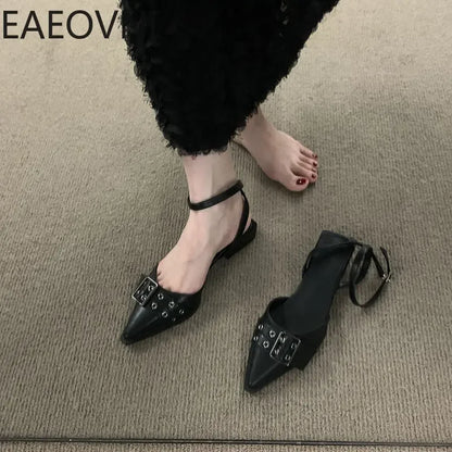 Summer Rivet Women Sandals Designer Ladies Pointed Toe Flats Sandalias Female Elegant Dress Gladiator Shoes