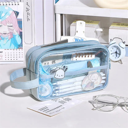 binfenxie Pencil Case Transparent Pencil Box Kawaii Stationery Pen Bag Estuche Piornik Astuccio Scuola Portable School Supplies Korean