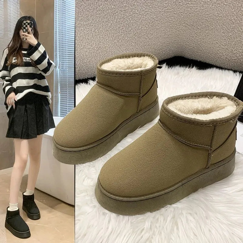 New Classic Thickened Fluff Women's Snow Boots Comfortable Warm Ankle Boots Women Winter Ladies Shoes Chunky Botas Mujer