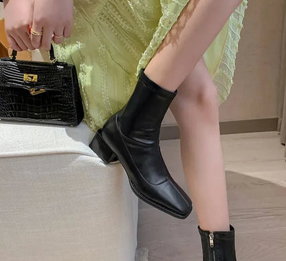 Fashion Style Ankle Boots Women Shoes Zippers Low Heel Bota Ladies Comfort Morder Short Bootties