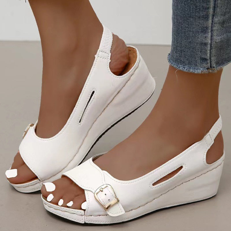 Women Sandals Summer  Heels Sandalias Mujer Elegant Wedges Shoes For Women Summer Footwear Woman Heeled Shoes Wedge Heel