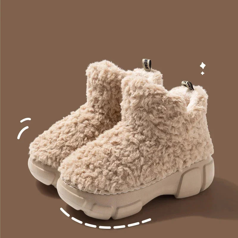 Women EVA High Top Thick Sole Plush Snow Boots Cotton Ankle Boots New Winter Home Warm Non Slip Slippers Woman Christmas Gift