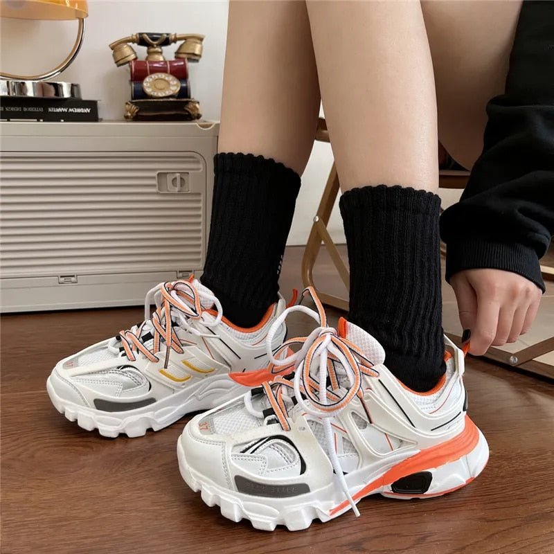 Female Male Dad Shoes Adult Platform Trainers Stylish Casual Chunky Sneakers For Women Men White Sport Thick Sole Footwear