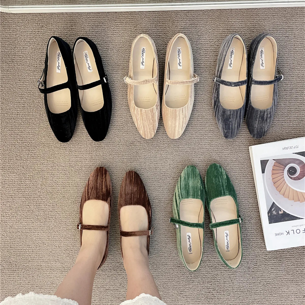 binfenxie  -    New Women Flats Fashion Round Toe Shallow Mary Jane Shoes Soft Casual Ballet Shoes Slingback Shoes Size35-40 Muje