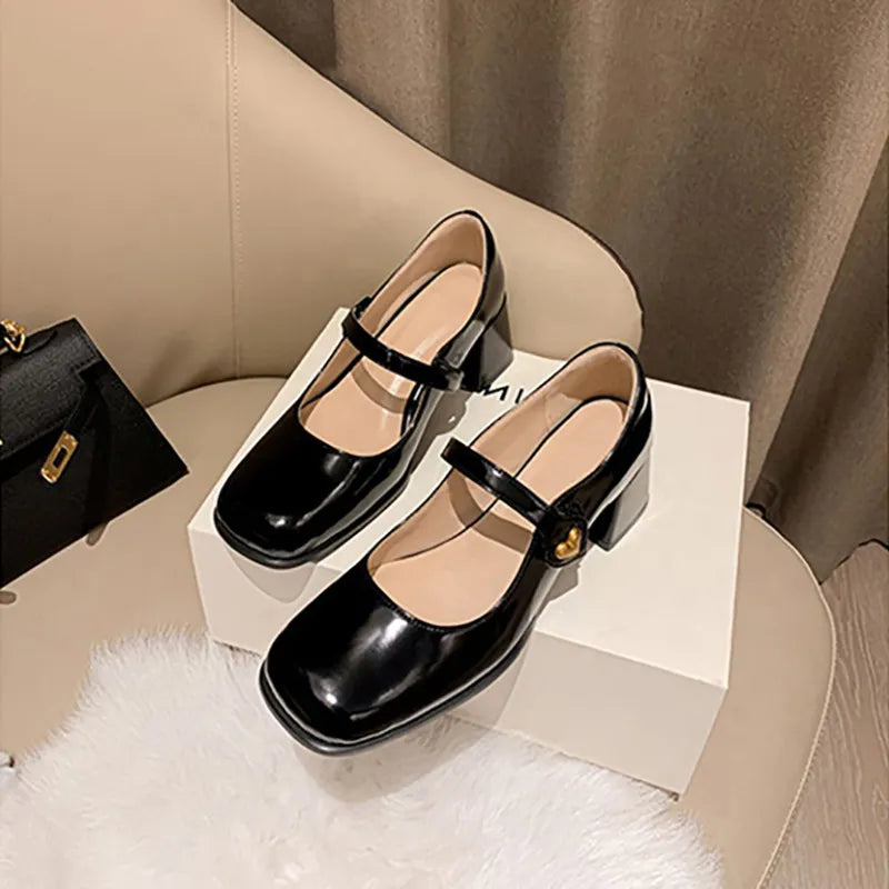 New Mary Jane Shoes Women's Shoes Women Thick Heels Buckle Lolita Shoes School Uniform Student Girls Leather Shoes