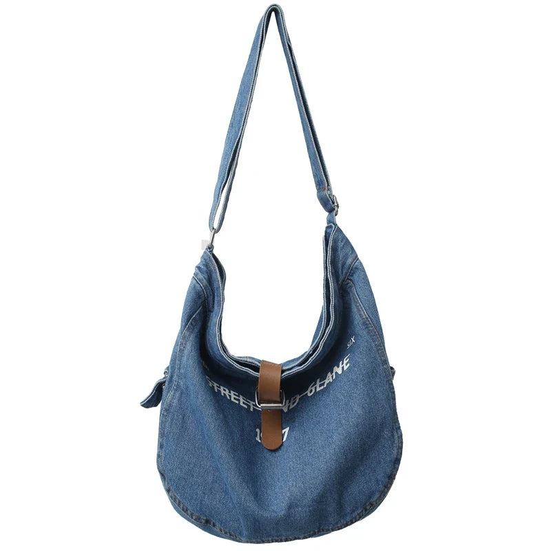 binfenxie Denim Women's Bag New Eco Reusable Ladies Handbags Canvas Shopping Travel Shoulder Bags Unisex Jeans Bag Shoppers