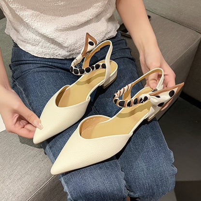 Slippers Mules Sandals Summer Women's Spring Shoes Low heel Luxury Woman Home Clothes Elegant Party Korean Orange Slingback