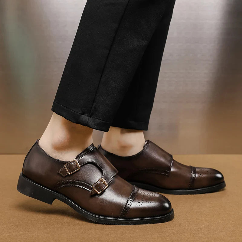 Luxury Men Casual Leather Dress Shoes Formal Elegant Business Loafers Social Autumn Office Party Wedding Flat Designer Shoe