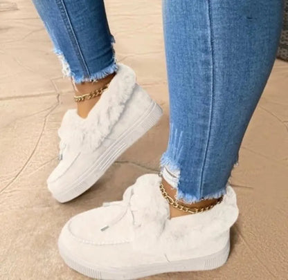 Women Winter Boots Warm Plush Velvet Ankle Snow Boots Lace Up Soft Winter Sneakers Comfortable Cotton Shoes for Women