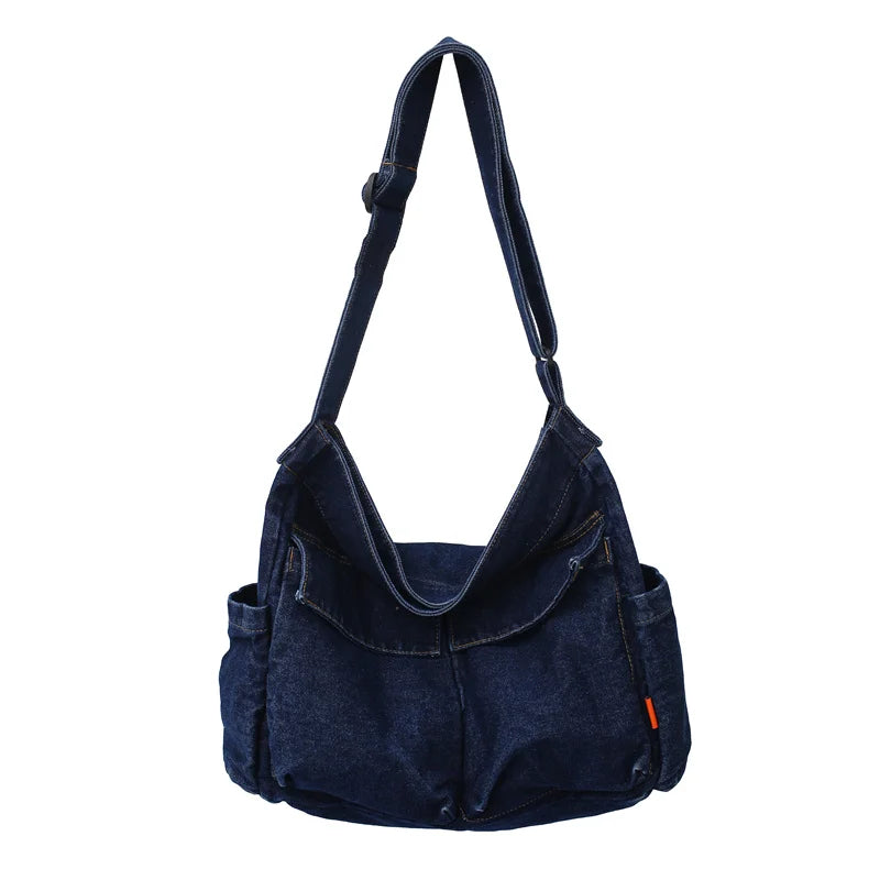 binfenxie Denim Women's Bag New Eco Reusable Ladies Handbags Canvas Shopping Travel Shoulder Bags Unisex Jeans Bag Shoppers