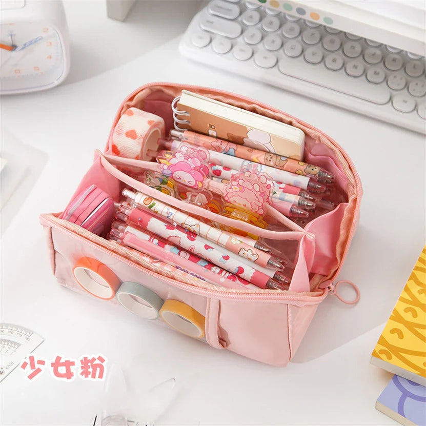 binfenxie Pencil Case Large Capacity Pen Case Estuches Escolares Kalemlik Astuccio Kawaii Productos Japanese Stationery Trousse Cute Bags