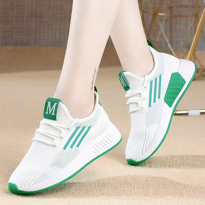 Woman Vulcanized Sneakers Women's Shoes Spring White Breathable Sports Mesh Versatile Summer Flats Hollow Walking No-slip New