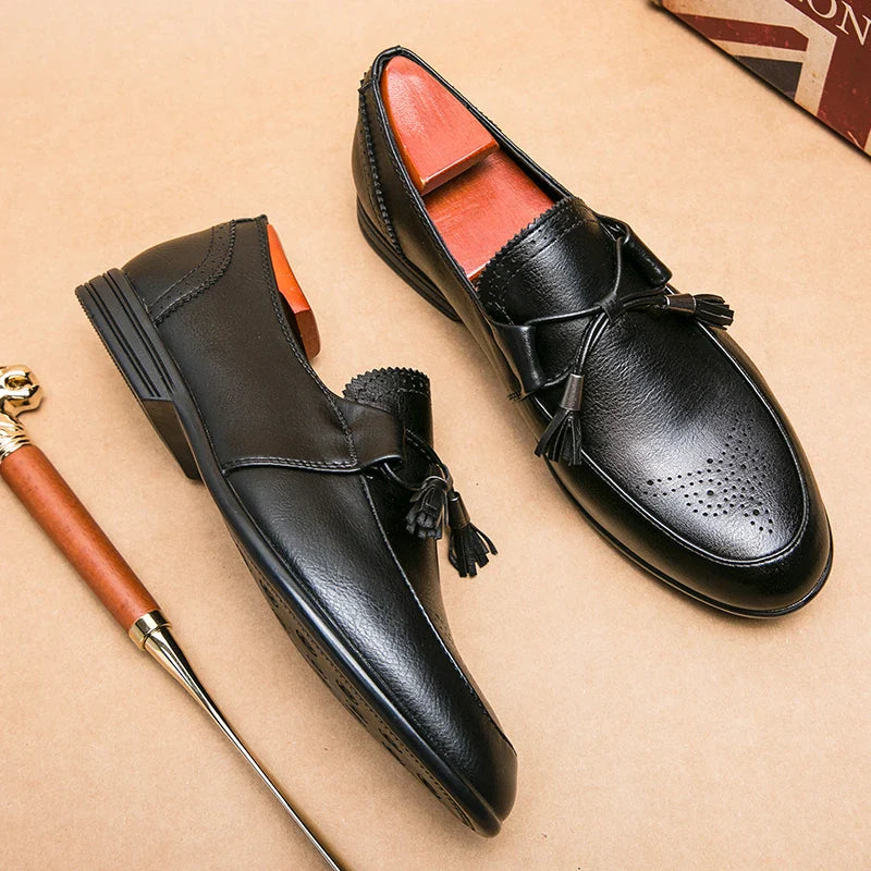 Luxury Brand Men's Genuine Leather Shoes High-end Business Shoes Men's Banquet Formal Shoes High-quality Pointed Flat Shoes