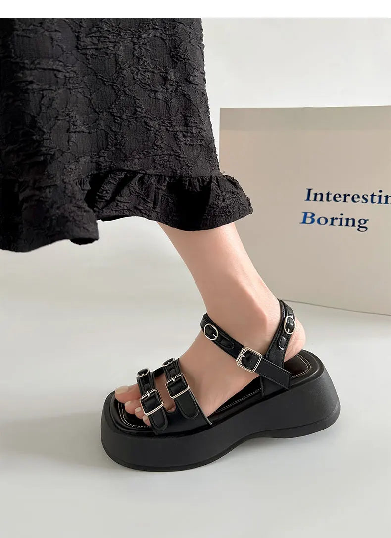 Futurecen Designer Summer Gladiator  Woman Sandals Fashion Open Toe Platform Flats Shoes Ladies Outdoor Open Toe Dress Pumps