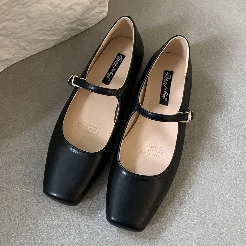 binfenxie  -   Summer New Brand Women Sliver Flats Fashion Square Toe Shallow Mary Jane Shoes Soft Casual Ballet Shoes Slingback Shoes