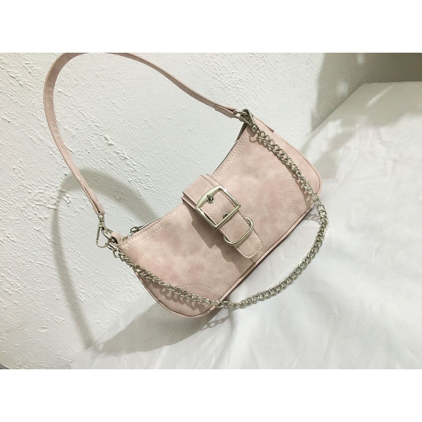 binfenxie Y2K Sweet Cool Women's Underarm Bag Hot Girls Pink Shoulder Bags Messenger Bag Retro Design Female Chain Purse Armpit Handbags