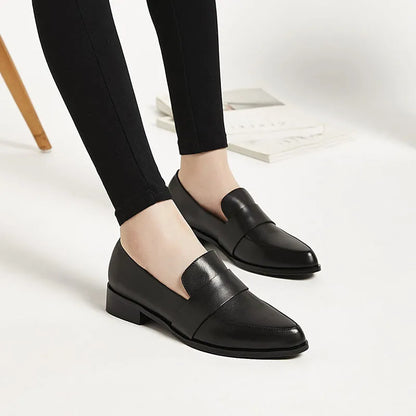 Shoes for Women Pointed Toe Ladies Summer Footwear Low Heel Elegant Black Moccasins Formal Korean Style Chic Point Lastest