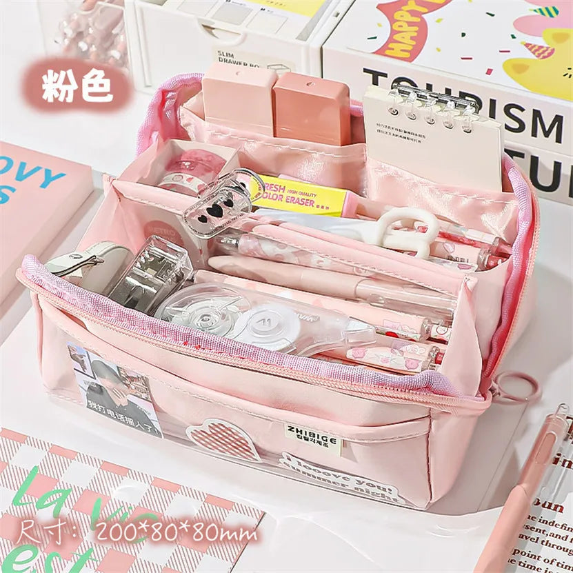 binfenxie Pencil Case Large Capacity Pen Case Estuches Escolares Kalemlik Astuccio Kawaii Productos Japanese Stationery Trousse Cute Bags