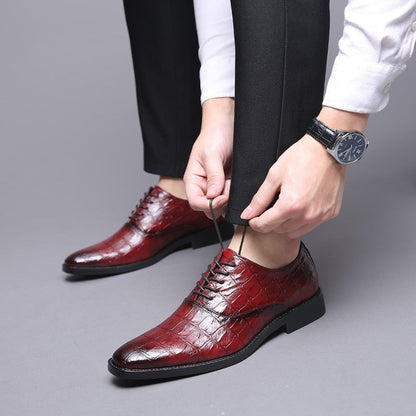 Men Crocodile Grain Leather Shoes Dress Business Office Shoe Mens Wedding Party Derby Shoes Men's Square Toe Flats Sizes 38-48