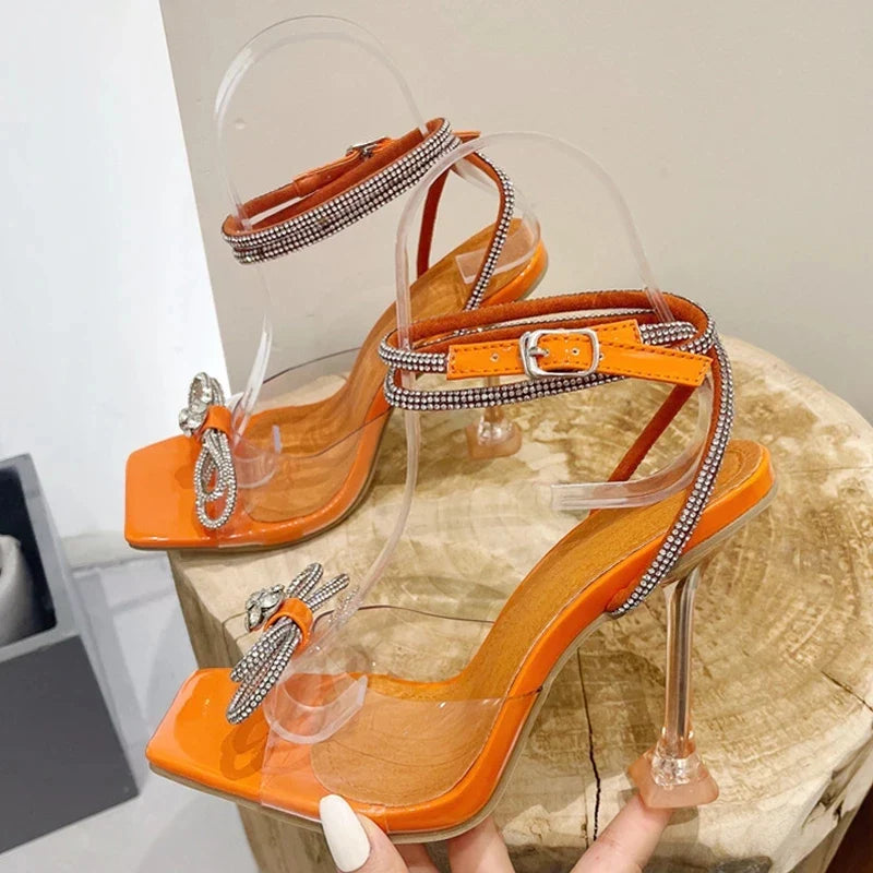 binfenxie  Summer Party Wedding Sandals Ladies 2024 Fashion Crystal Rhinestone  High Heels PVC Transparent Shoes Women Pumps