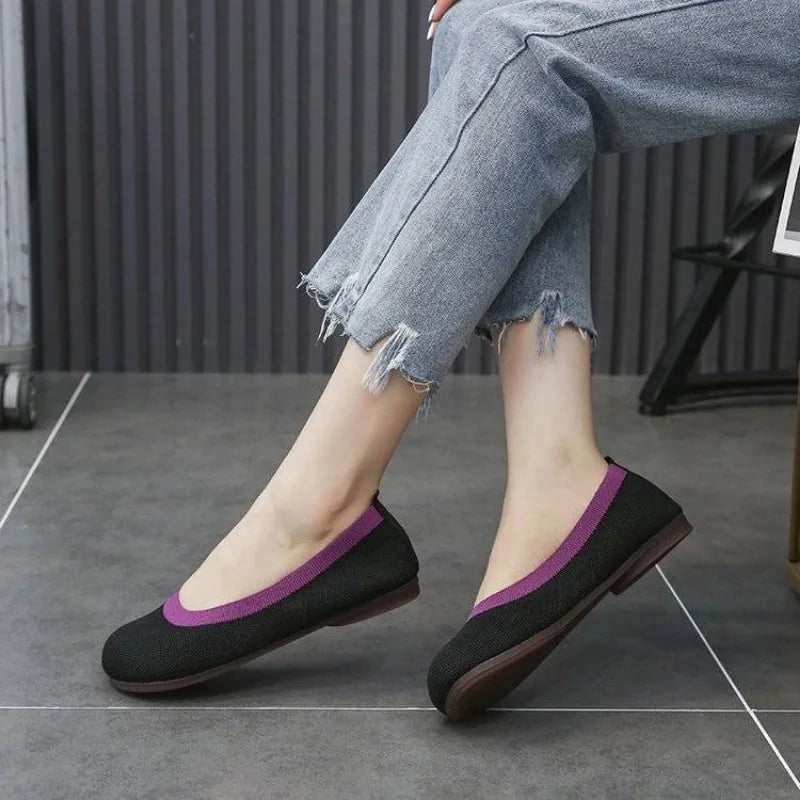 Women's Shoes Off White Round Toe Flat Female Footwear Slip On Vulcanized For Cheap Luxury Designer Korean Style And Low Price