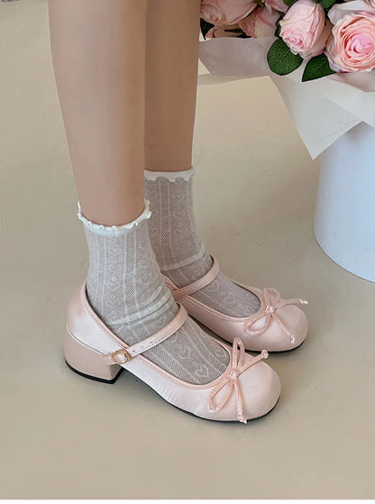 Futurecen 2024 Spring Autumn Mary Jane Shoes Fashion Shallow Round Toe Mid Heel Shoes Ladies Elegant Outdoor Single Pumps Shoes