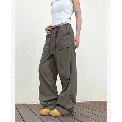 binfenxie Vintage Harajuku Oversized Pants Women America Retro Baggy Casual New Cargo Trousers Man Y2k Summer Streetwear Loose